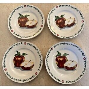 Set of 4 Today's Home Apple Design Salad Plates Plate 7 1/16" EUC Country Apple